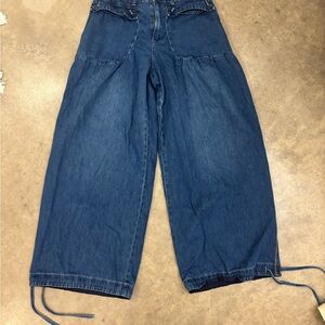 High-Rise Wide-Leg Denim Pants in Classic Blue